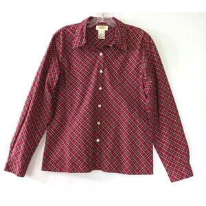 Talbots Red Plaid Top Button Up